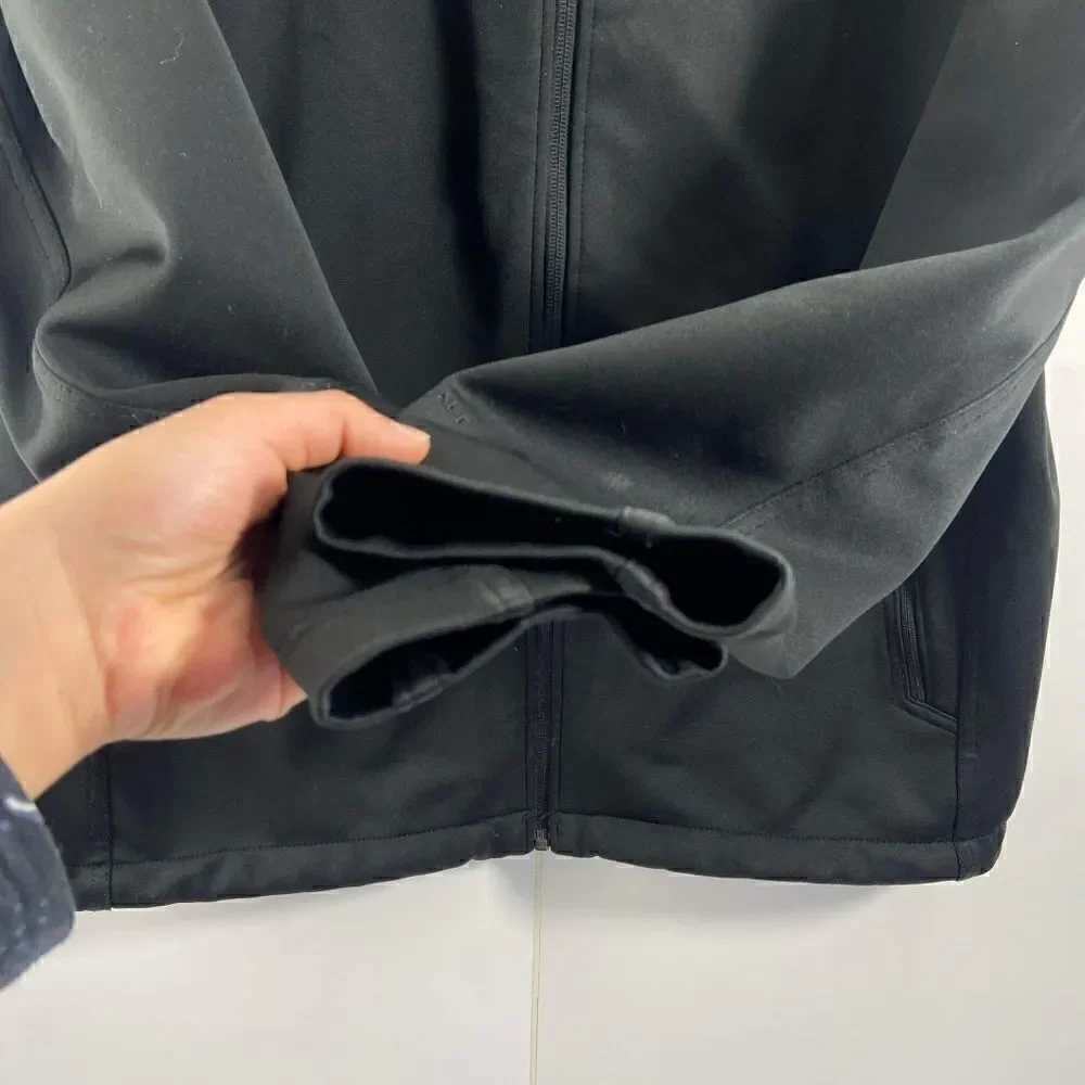 The North Face men's large windwall Soft-shell  Jacket Black Full Zip logo EUC